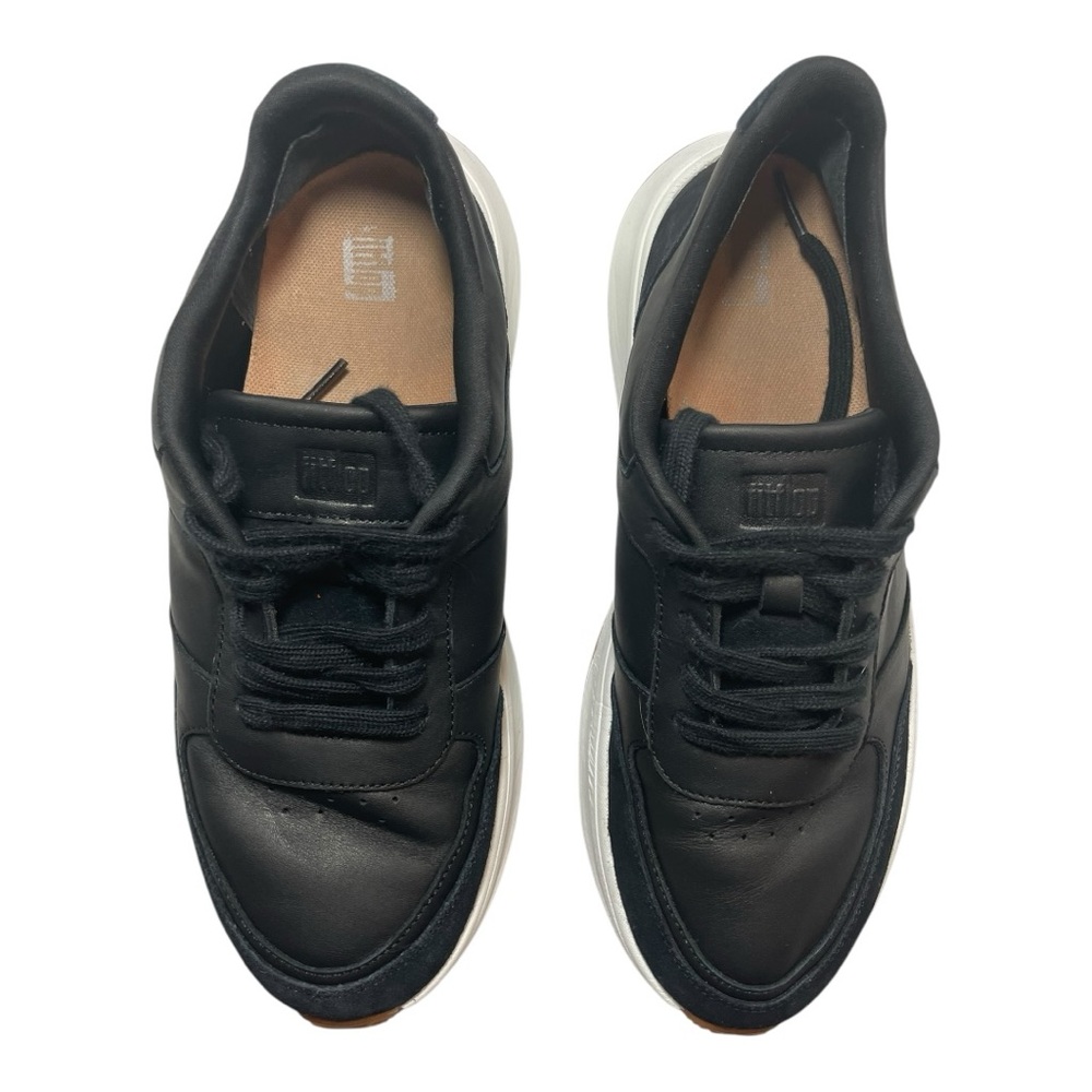Fitflop Women's F-mode Leather Suede Platform Sneakers Black Size 7.5 - Picture 4 of 9